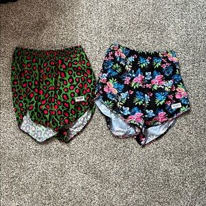 Thigh Huggers Green and Red Patterned Shorts